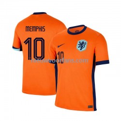 Nederland Heren Shirt met Bedrukking Memphis Depay 10 Thuis Euro 2024 Korte Mouw