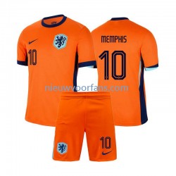 Nederland Kind Shirt met Bedrukking Memphis Depay 10 Thuis Euro 2024 Korte Mouw