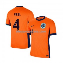 Nederland Heren Shirt met Bedrukking Virgil van Dijk 4 Thuis Euro 2024 Korte Mouw