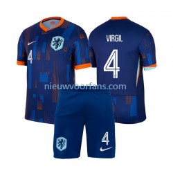 Nederland Kind Shirt met Bedrukking Virgil van Dijk 4 Uit Euro 2024 Korte Mouw