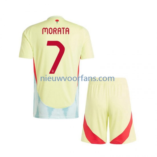 Spanje Kind Shirt met Bedrukking Alvaro Morata 7 Uit Euro 2024 Korte Mouw