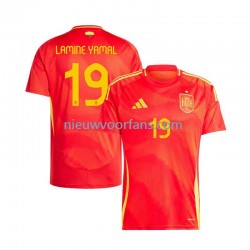 Spanje Heren Shirt met Bedrukking Lamine Yamal 19 Thuis Euro 2024 Korte Mouw