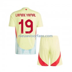 Spanje Kind Shirt met Bedrukking Lamine Yamal 19 Uit Euro 2024 Korte Mouw