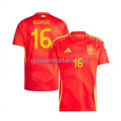 Spanje Heren Shirt met Bedrukking Rodrigo 16 Thuis Euro 2024 Korte Mouw