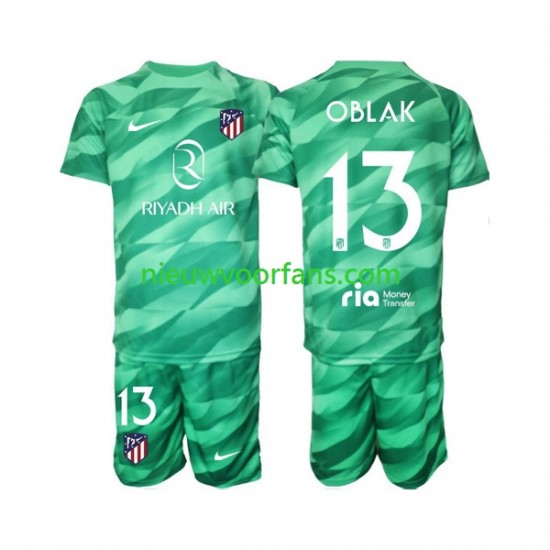 Atlético Madrid Kind Shirt met Bedrukking Doelman Jan Oblak 13 Green color Uit 2023-2024 Korte Mouw