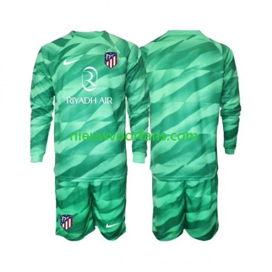 Atlético Madrid Kind Shirt met Bedrukking Doelman Green color Uit 2023-2024 Lange Mouw