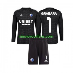 FC Kopenhagen Kind Shirt met Bedrukking Doelman GRABARA 1 Uit 2023-2024 Lange Mouw