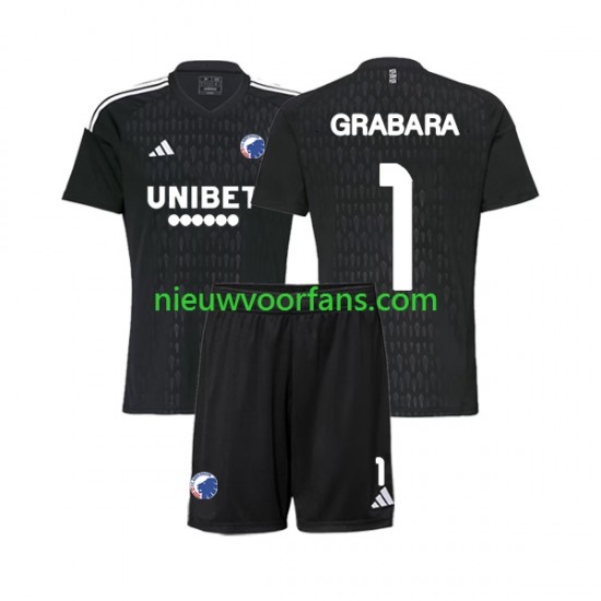 FC Kopenhagen Kind Shirt met Bedrukking Doelman GRABARA 1 Uit 2023-2024 Korte Mouw