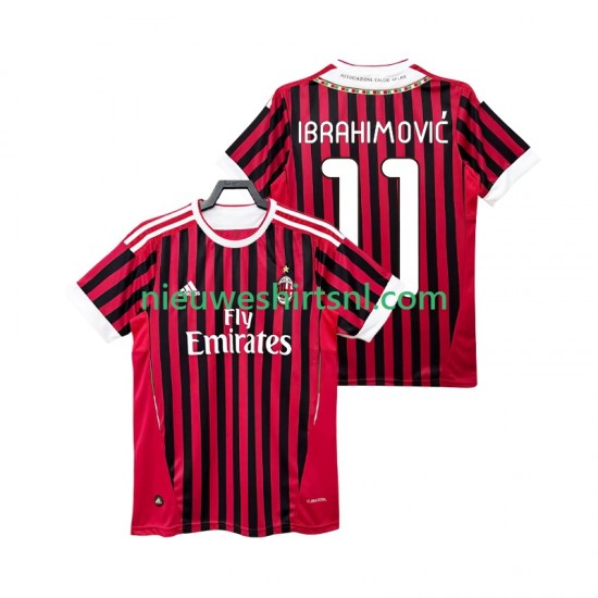 AC Milan Heren Shirt met Bedrukking Ibrahimović Zlatan 11 2012 Retro Thuis 2011 Korte Mouw