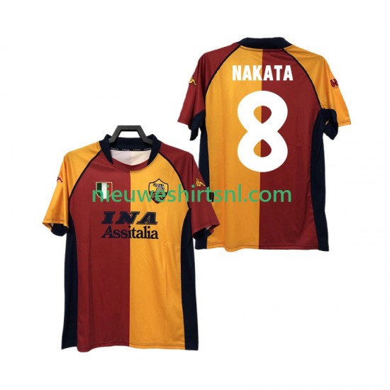 AS Roma Heren Shirt met Bedrukking AKATA 8 2000-2001 Retro Thuis Korte Mouw