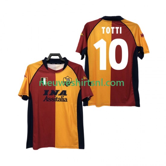 AS Roma Heren Shirt met Bedrukking Totti 10 2000-2001 Retro Thuis Korte Mouw