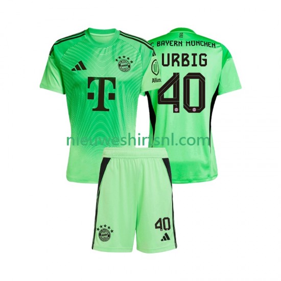 FC Bayern München Kind Shirt met Bedrukking Doelman Jonas Urbig 40 Thuis 2025-2026 Korte Mouw
