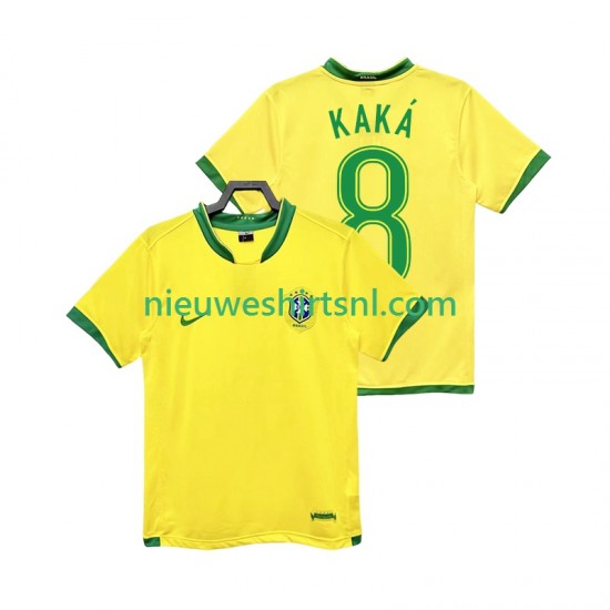 Brazilië Heren Shirt met Bedrukking KAKA 8 Retro Thuis 2006 Korte Mouw