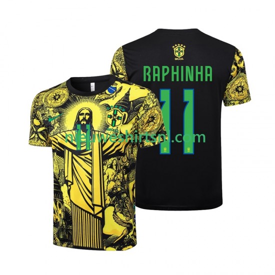 Brazilië Heren Shirt met Bedrukking RAPHINHA 11 Jesus Thuis 2024 Korte Mouw