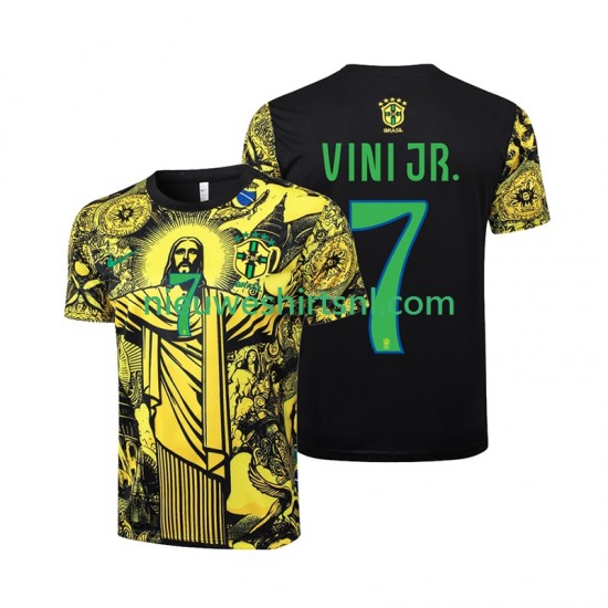 Brazilië Heren Shirt met Bedrukking Vinicius Junior 7 Jesus Thuis 2024 Korte Mouw