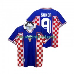 Kroatië Heren Shirt met Bedrukking SUKER 9 1998 Retro Uit Korte Mouw