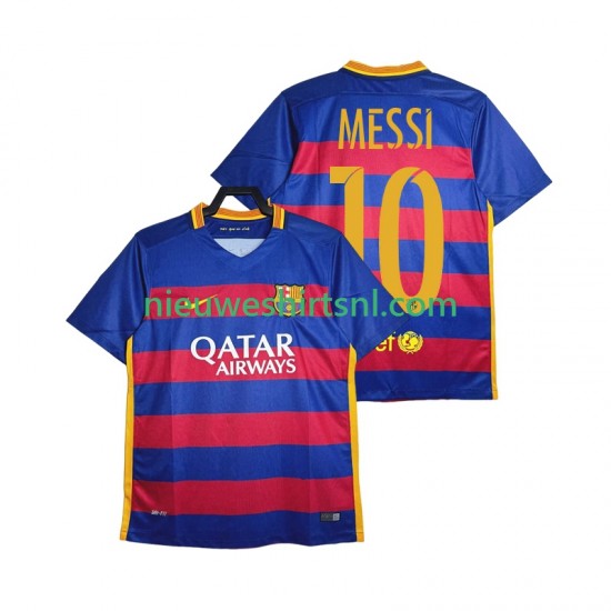 FC Barcelona Heren Shirt met Bedrukking Lionel Messi 10 2015-2016 Retro Thuis Korte Mouw