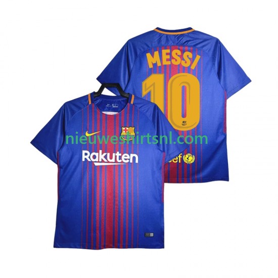 FC Barcelona Heren Shirt met Bedrukking Lionel Messi 10 2017-2018 Retro Thuis Korte Mouw