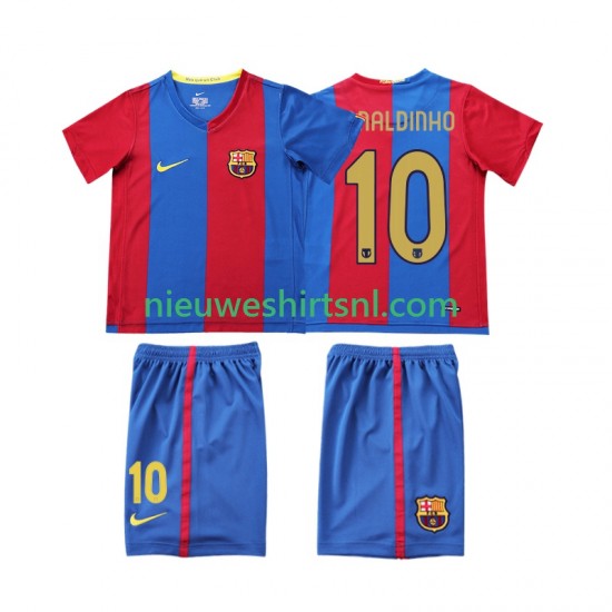 FC Barcelona Kind Shirt met Bedrukking RONALDINHO 10 2007 Retro Thuis 2006 Korte Mouw