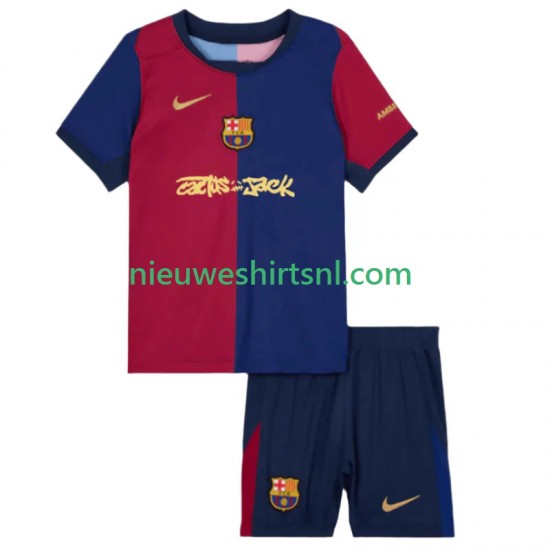 FC Barcelona Kind Shirt met Bedrukking TRAVIS SCOTT Thuis 2024-2025 Korte Mouw