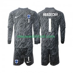 Finland Kind Shirt met Bedrukking Doelman HRADECKY 1 Thuis 2024 Lange Mouw
