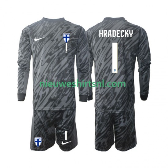 Finland Kind Shirt met Bedrukking Doelman HRADECKY 1 Thuis 2024 Lange Mouw