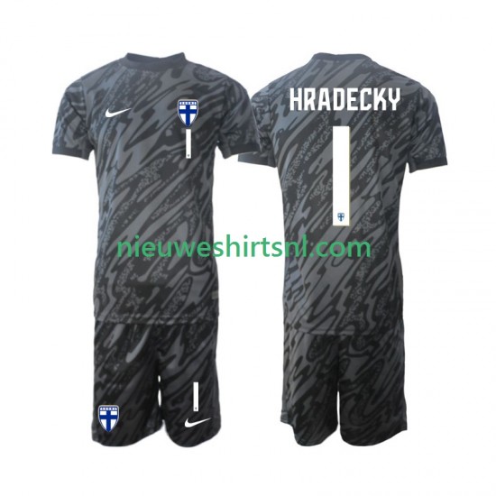Finland Kind Shirt met Bedrukking Doelman HRADECKY 1 Thuis 2024 Korte Mouw