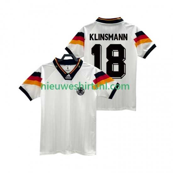 Duitsland Heren Shirt met Bedrukking KLINSMANN 18 1992 Retro Thuis Korte Mouw