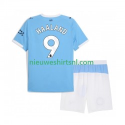 Manchester City Kind Shirt met Bedrukking Erling Haaland 9 Thuis 2025-2026 Korte Mouw