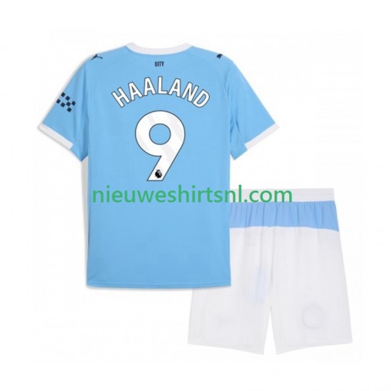 Manchester City Kind Shirt met Bedrukking Erling Haaland 9 Thuis 2025-2026 Korte Mouw