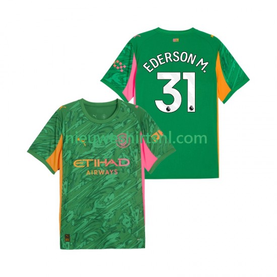 Manchester City Heren Shirt met Bedrukking Doelman Ederson Moraes 31 Thuis 2025-2026 Korte Mouw
