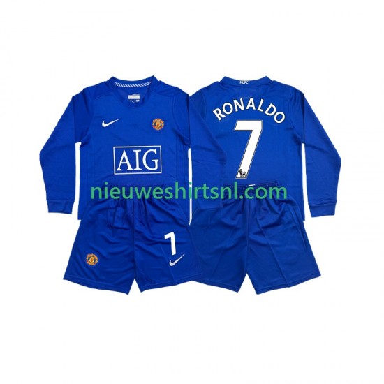 Manchester United Kind Shirt met Bedrukking Cristiano Ronaldo 7 Retro Uit 2008 Lange Mouw