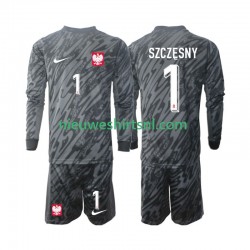 Polen Kind Shirt met Bedrukking Doelman Szczesny 1 Uit 2024 Lange Mouw