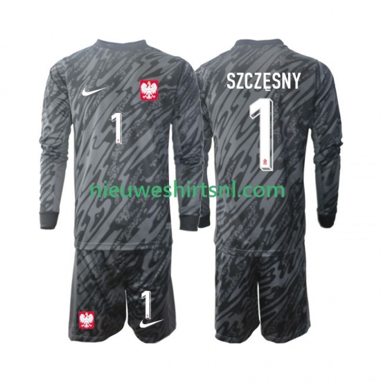Polen Kind Shirt met Bedrukking Doelman Szczesny 1 Uit 2024 Lange Mouw