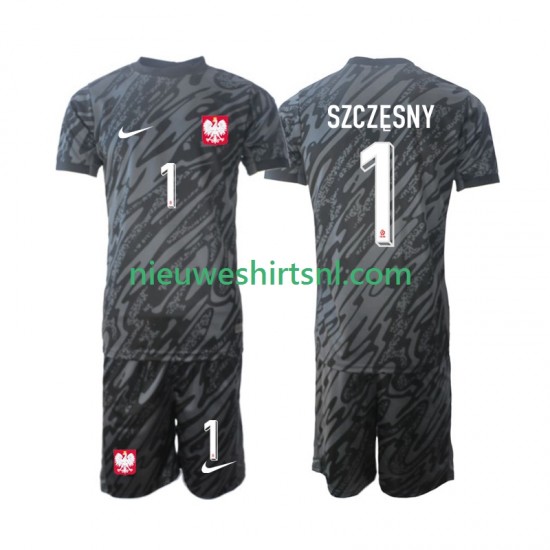 Polen Kind Shirt met Bedrukking Doelman Szczesny 1 Uit 2024 Korte Mouw