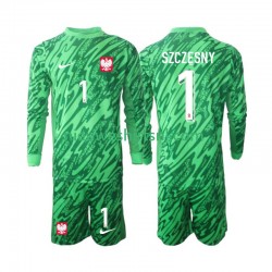 Polen Kind Shirt met Bedrukking Doelman Szczesny 1 Derde 2024 Lange Mouw