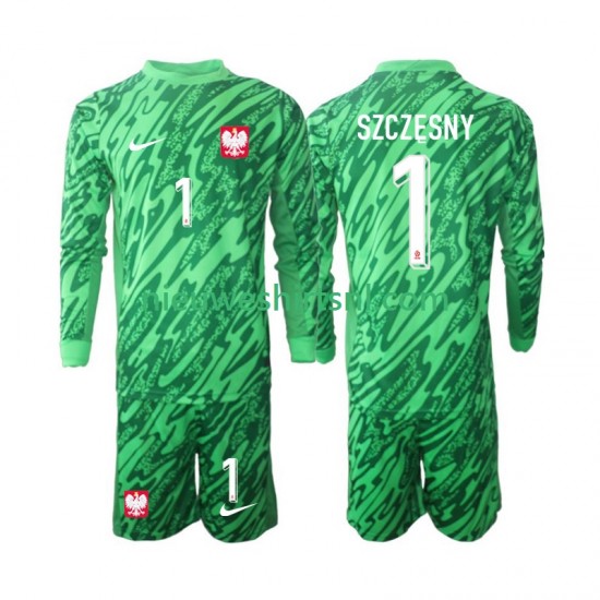 Polen Kind Shirt met Bedrukking Doelman Szczesny 1 Derde 2024 Lange Mouw
