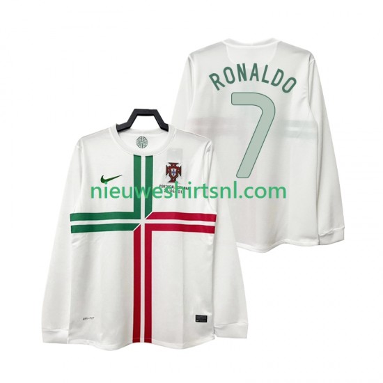 Portugal Heren Shirt met Bedrukking Cristiano Ronaldo 7 2012 Retro Uit Lange Mouw