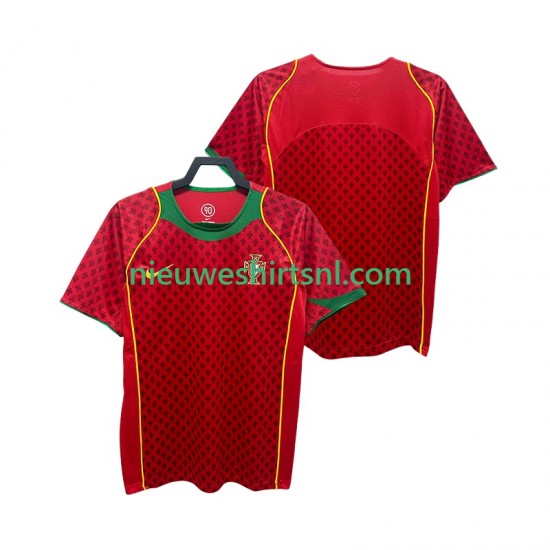 Portugal Heren Shirt met Bedrukking Retro Thuis 2004 Korte Mouw