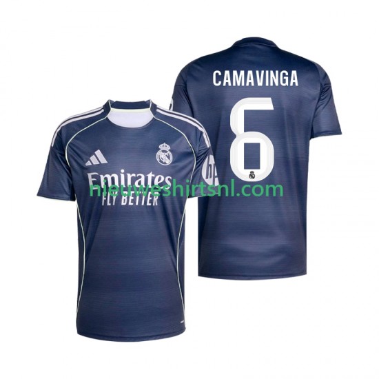 Real Madrid Heren Shirt met Bedrukking Camavinga 6 Uit 2025-2026 Korte Mouw