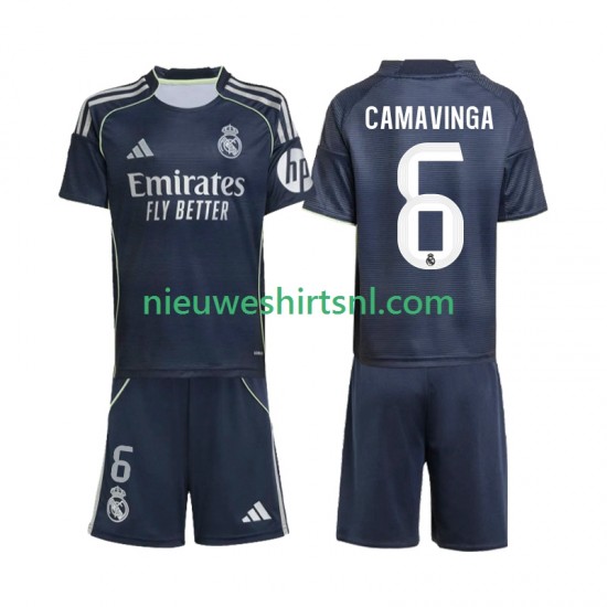 Real Madrid Kind Shirt met Bedrukking Camavinga 6 Uit 2025-2026 Korte Mouw