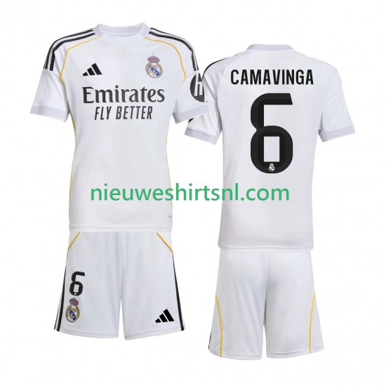 Real Madrid Kind Shirt met Bedrukking Camavinga 6 Thuis 2025-2026 Korte Mouw