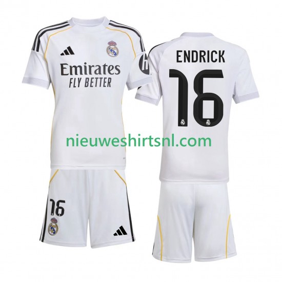 Real Madrid Kind Shirt met Bedrukking Endrick 16 Thuis 2025-2026 Korte Mouw