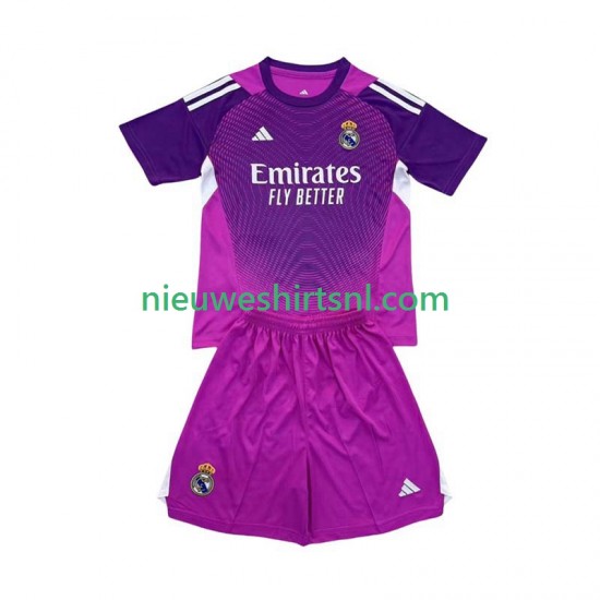 Real Madrid Kind Shirt met Bedrukking Doelman Uit 2025-2026 Korte Mouw