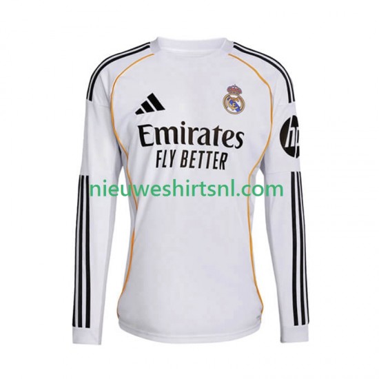 Real Madrid Heren Shirt met Bedrukking Thuis 2025-2026 Lange Mouw