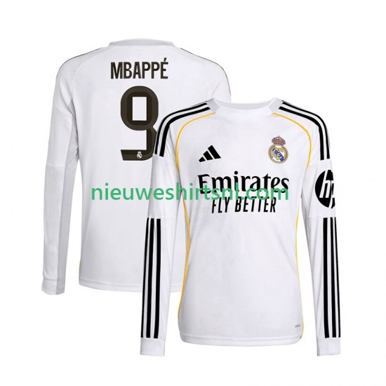Real Madrid Heren Shirt met Bedrukking Mbappé Kylian 9 Thuis 2025-2026 Lange Mouw