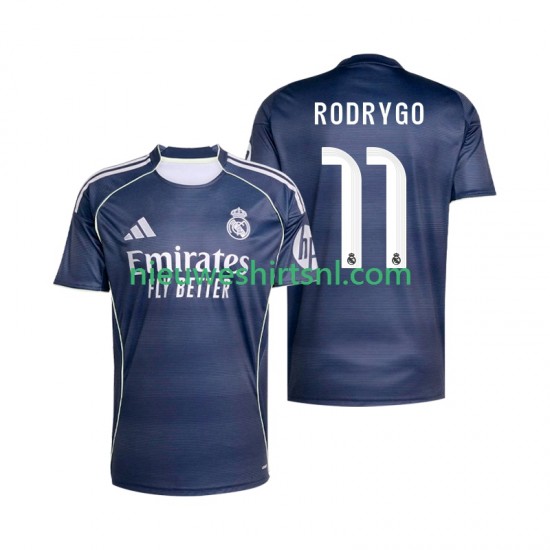 Real Madrid Heren Shirt met Bedrukking Rodrygo 11 Uit 2025-2026 Korte Mouw