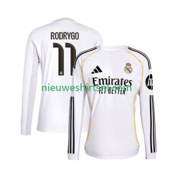 Real Madrid Heren Shirt met Bedrukking Rodrygo 11 Thuis 2025-2026 Lange Mouw