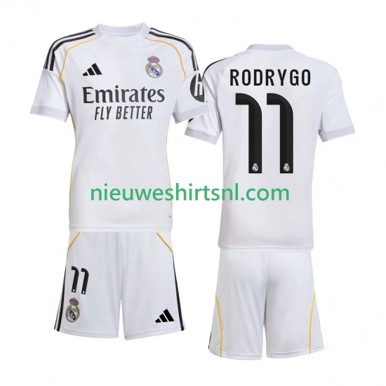 Real Madrid Kind Shirt met Bedrukking Rodrygo 11 Thuis 2025-2026 Korte Mouw