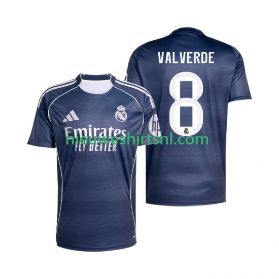 Real Madrid Heren Shirt met Bedrukking Valverde 8 Uit 2025-2026 Korte Mouw